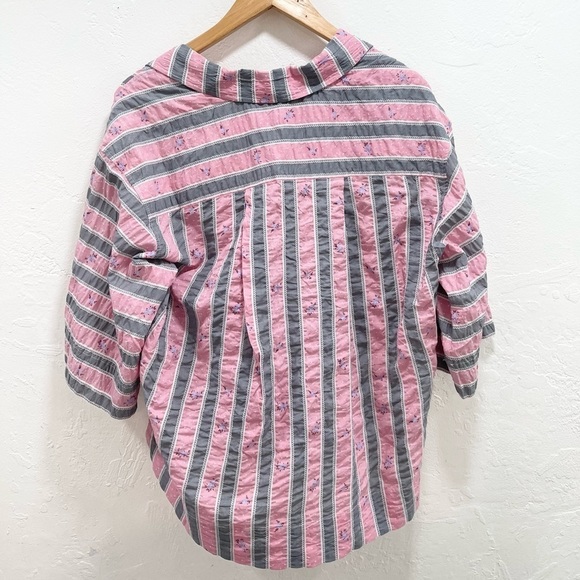 Ganni Oversized Striped Blouse In Pink Nectar Size S/M - Picture 6 of 6